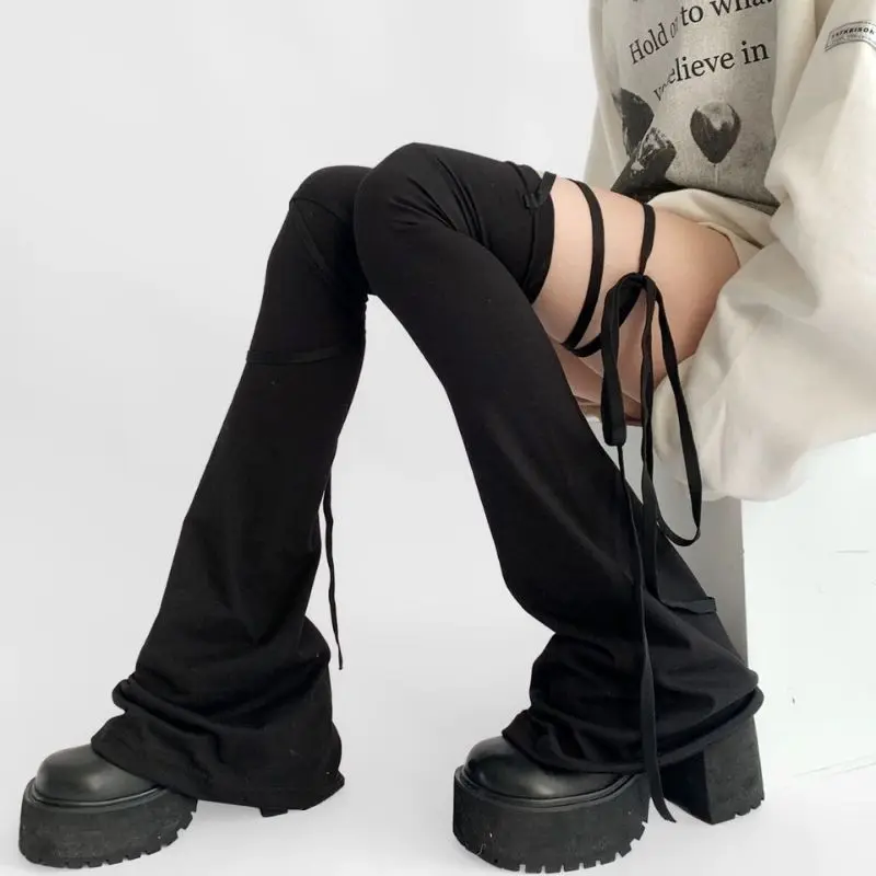 

Punk Lolita Flared Sock Y2K Harajuku Leg Stockings Black White Grey Gothic Lolita Over Knee High Sock Lolita Over Knee Leg Cuffs