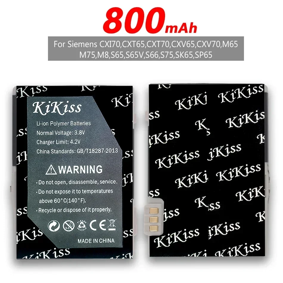 KiKiss Higher Capacity 800mAh Battery 750mAh for Siemens CXI70,CXT65,CXT70,CXV65,CXV70,M65,M75,M8,S65,S65V,S66,S75,SK65,SP65