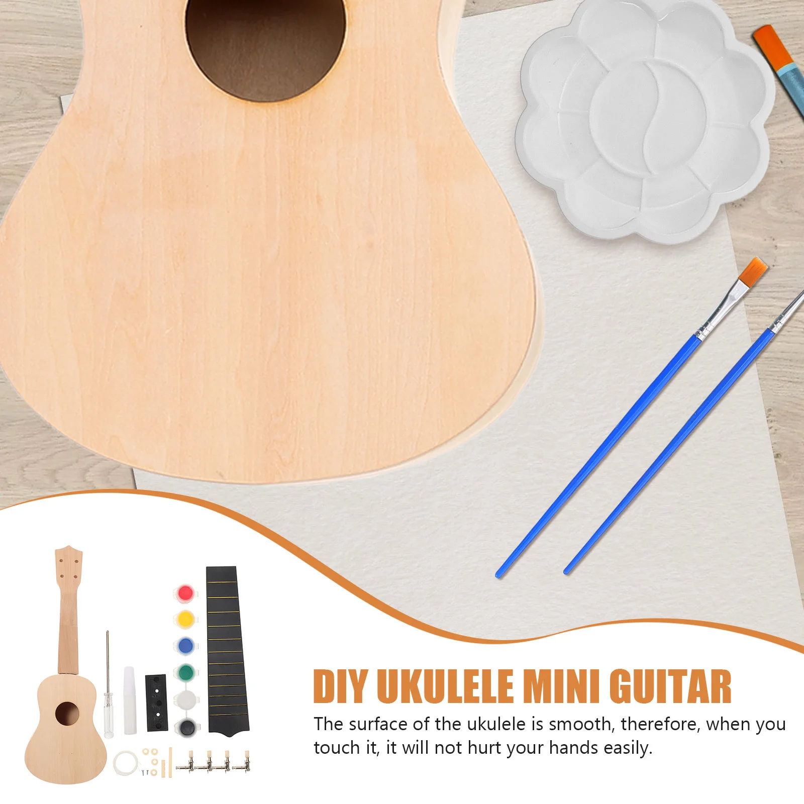 

1 set 1 Set Ukulele Kit For Kids Handmade String Instrument Diy Instrument Kit Building Craft Activity Educational Music