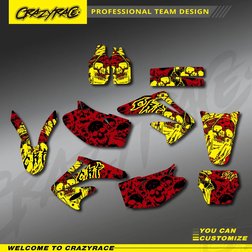 

CRAZYRACE Custom Team For Honda CRF450R CRF450 2002 2003 2004 CRF 450 450R CRF 450 R GRAPHICS & BACKGROUNDS DECALS STICKERS Kits