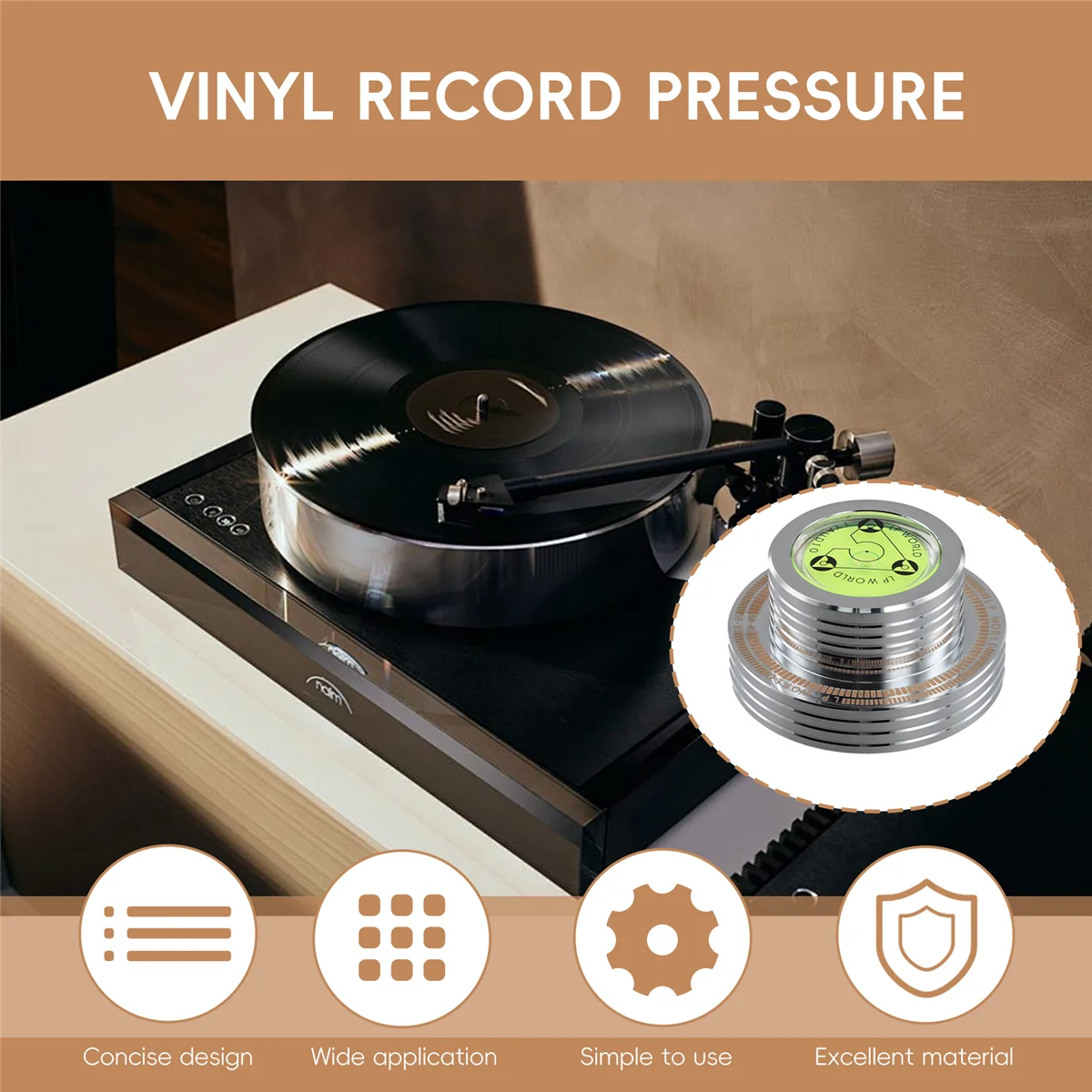BISM 50Hz LP 비닐 레코드 플레이어 턴테이블 안정기 레벨 무게 클램프(음악 플레이어 실버용 레벨 속도 측정 포함)