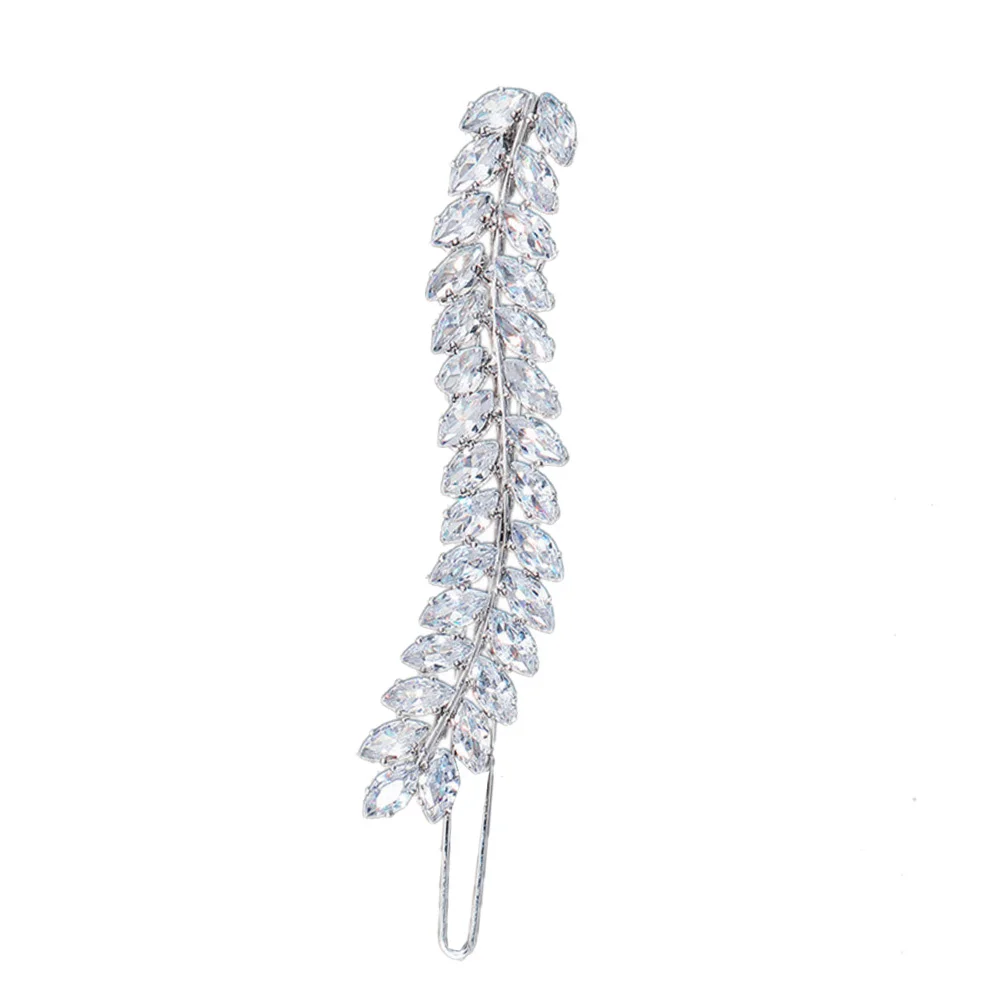 

1Pcs Full Rhinestone Leaf Hair Clip Lightweight Elegant Hairpin Stylish Hair Bang Clamp Women Headdress Lovely Party Decoration