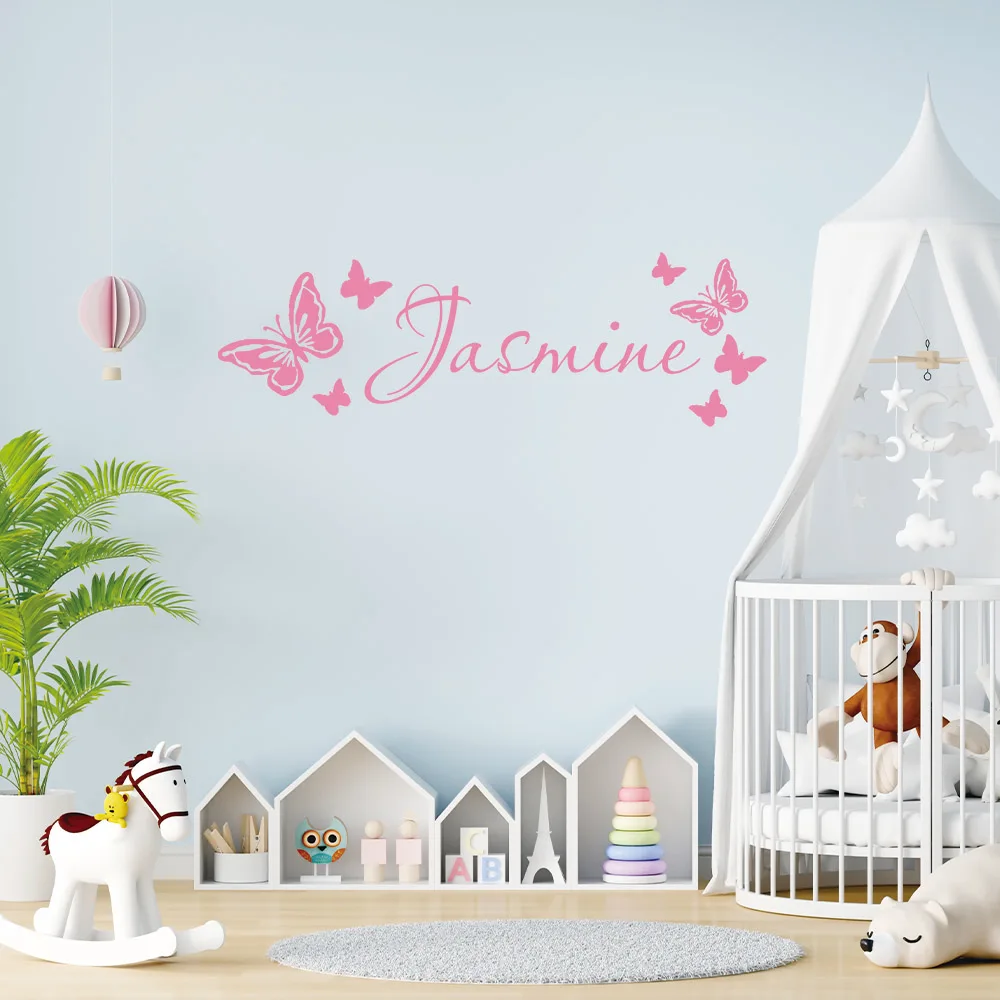 1pc Hot Personalize Custom Name Butterfly Sticker Waterproof Vinyl Wallpaper Home Decor Living Room Bedroom Wall Art MURAL