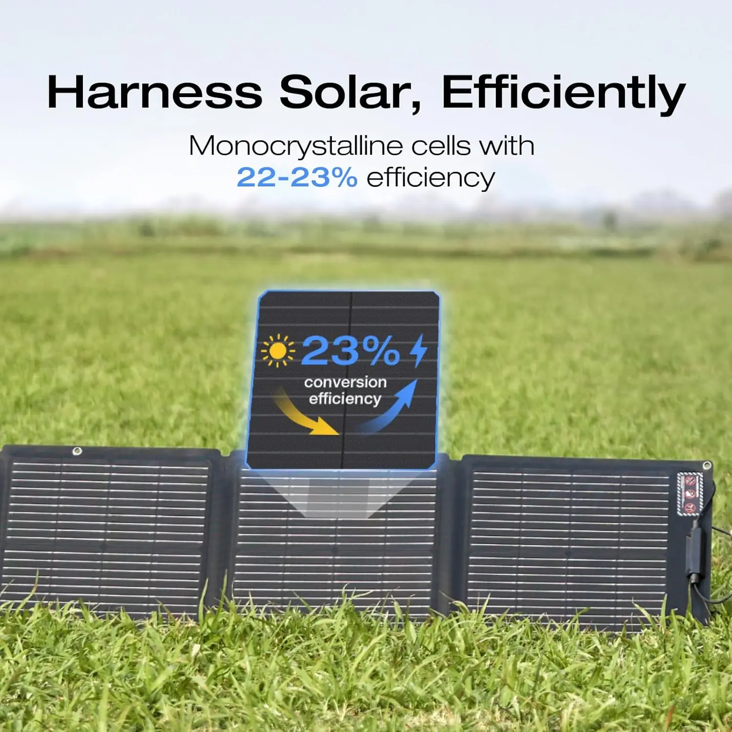 Portable Solar Panel, Foldable with Carry Case, High 23% Efficiency, IP68 Water & Dustproof Design