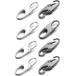 8 Pcs Silver Zipper Lock Clip New Detachable Black Carabiner Clip Metal Anti Theft Bag Suitcases