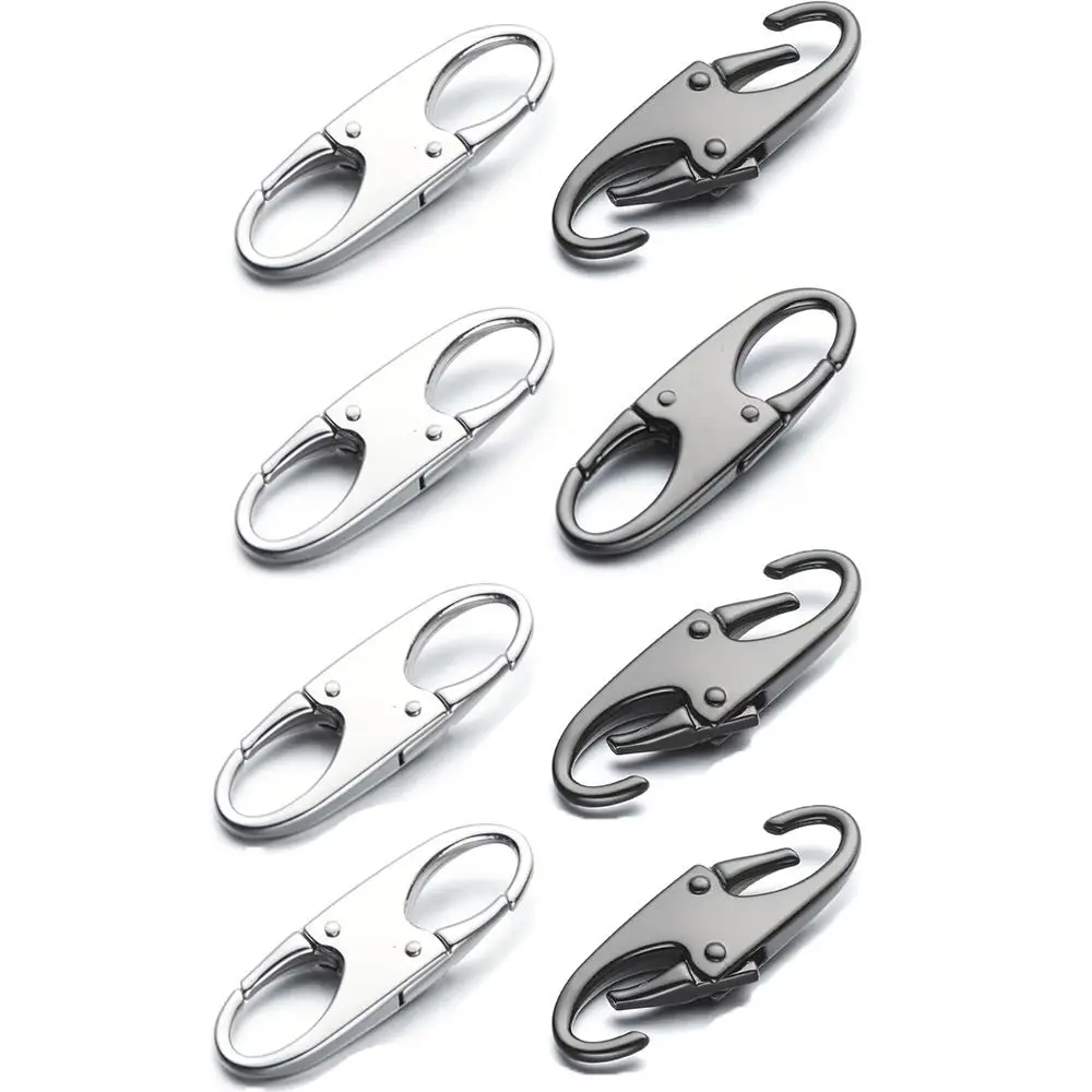 8 Pcs Silver Zipper Lock Clip New Detachable Black Carabiner Clip Metal Anti Theft Bag Suitcases