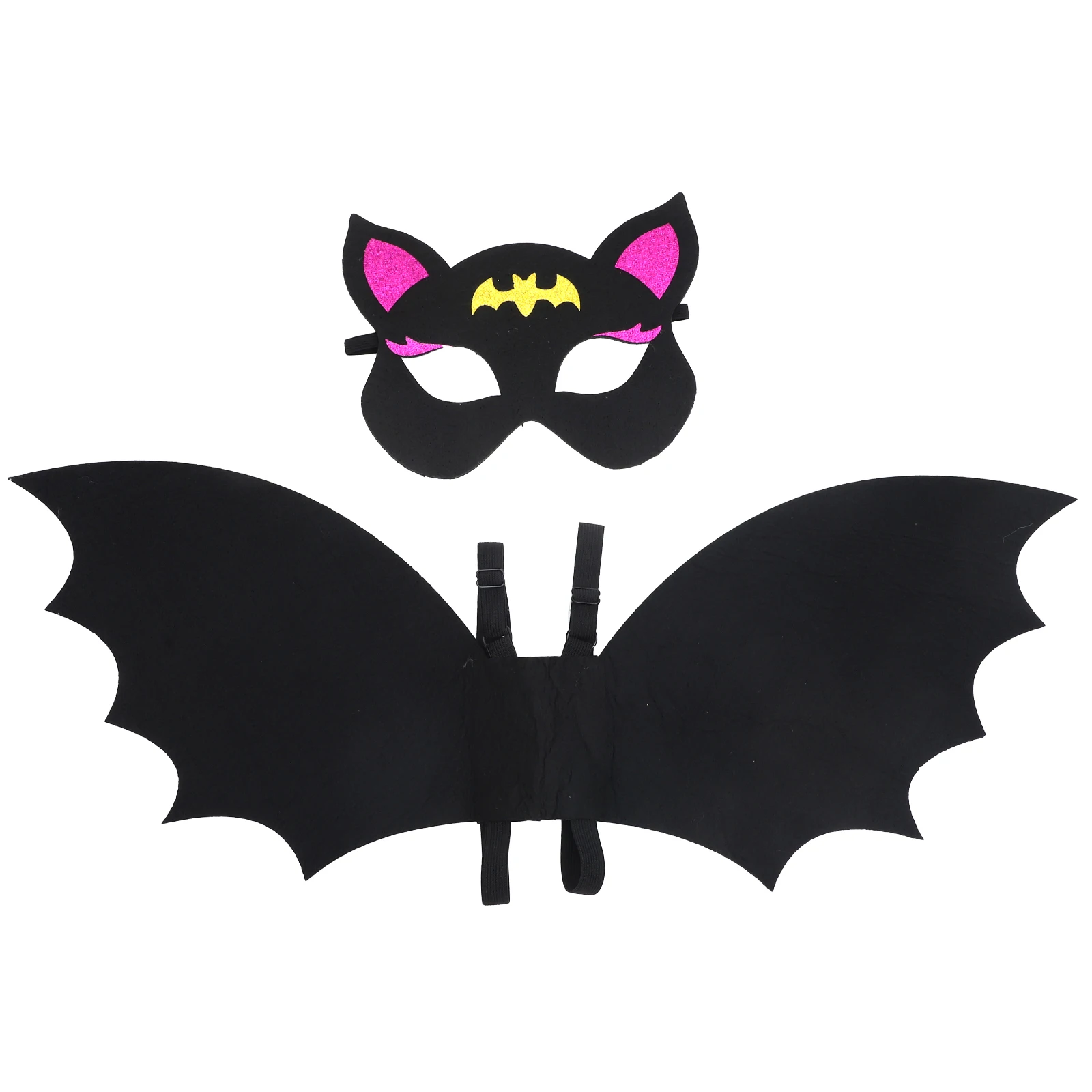 

1 Set Boy and Girl Kids Halloween Decoration Carnival Costume Bat Cosplay Halloween Demon Wings Face Mask and Bat