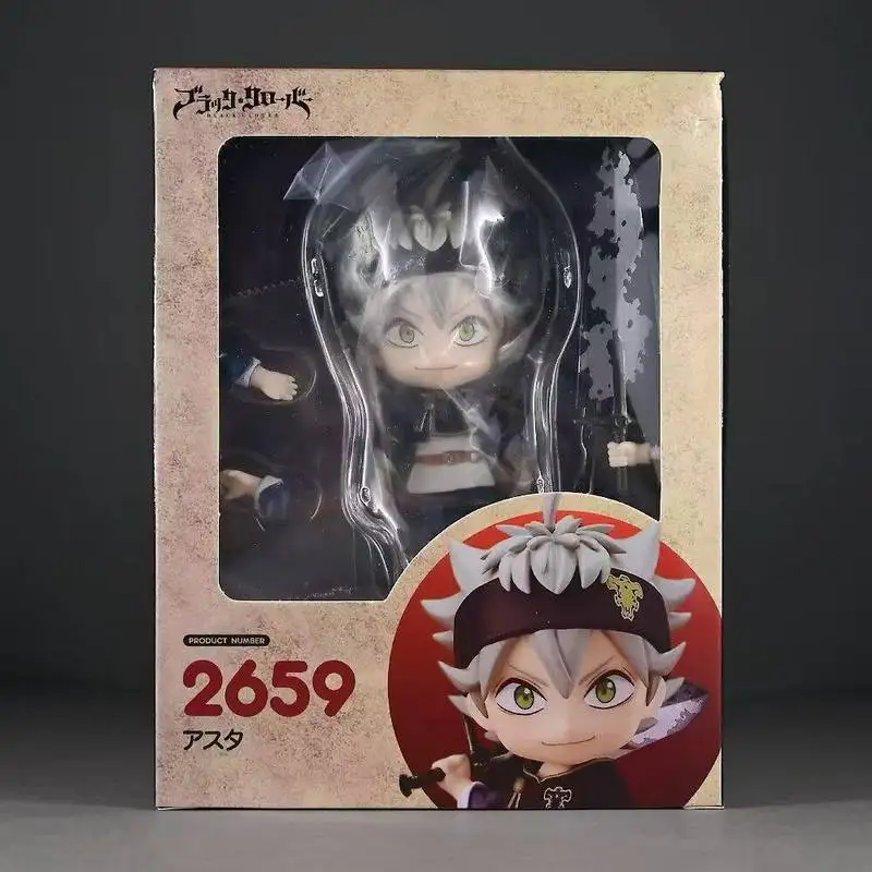 Figura de acción de PVC intercambiable Q Version Black Clover Asta 2659 con rostro intercambiable y articulado, modelo coleccionable en caja para entusiastas del anime