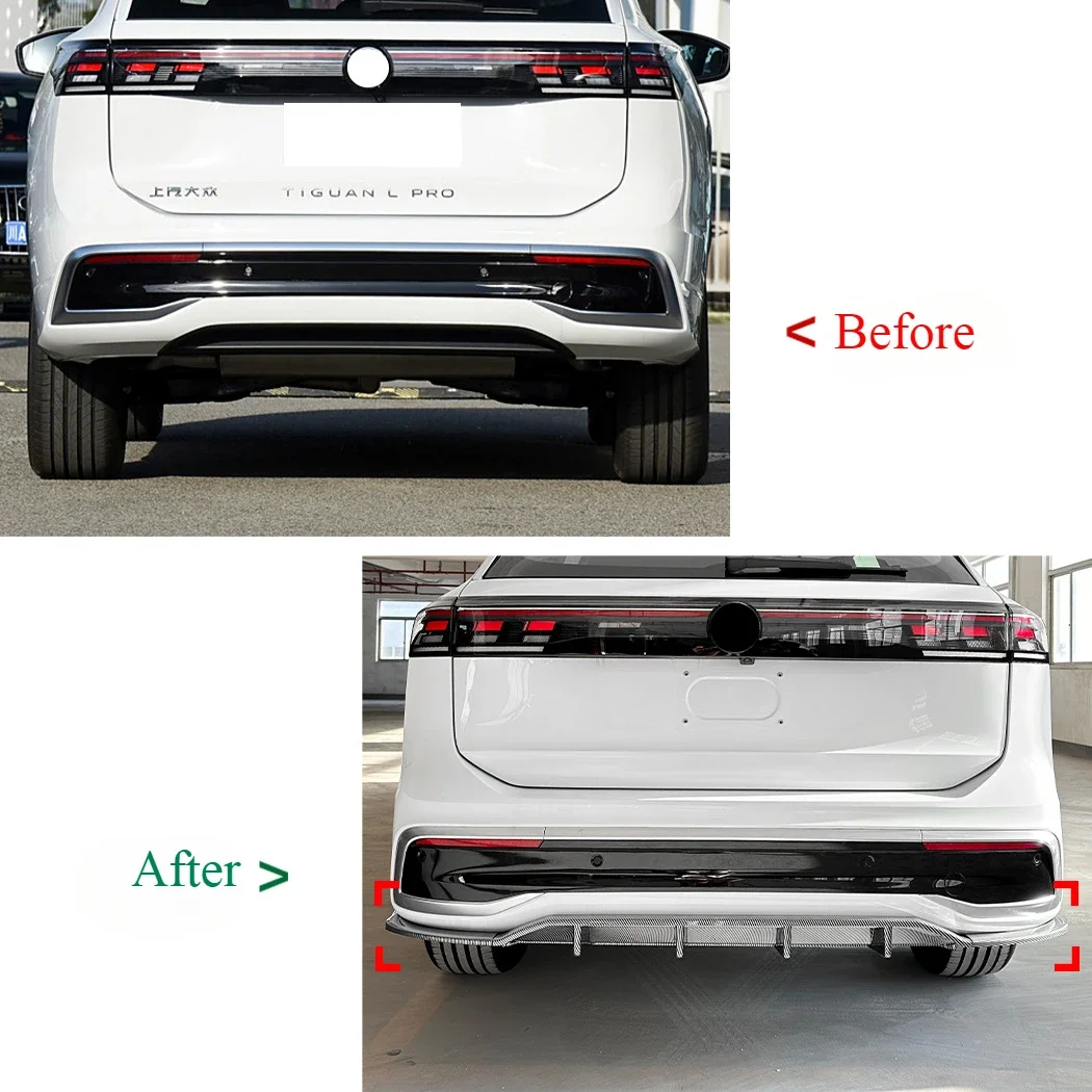 For Volkswagen Tiguan MK3 2024+ Car Rear Diffuser Lip Spoiler Lower Canard Deflector Guard Body Kit Accessories Tuning