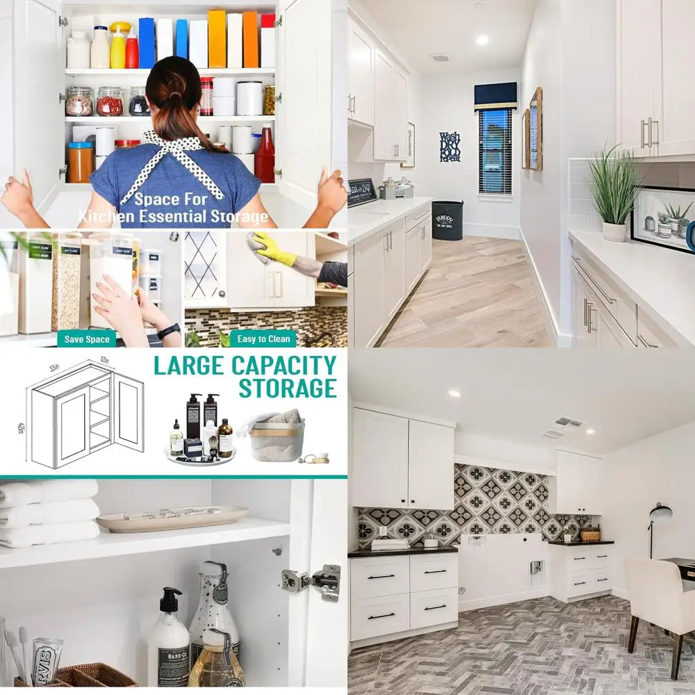 

Wall Kitchen Cabi, RTA Cabi, White Shaker Cabinet, Wall Mounted, RTA Upper Cabinet, ern or Kitchen and Bathroom with Door (White