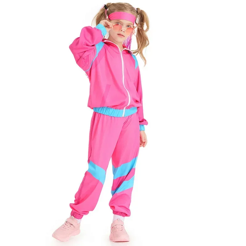 Hippie cosplay uniform voor kinderen dans trainingspak kinderen Jongens Meisjes retro jaren '70 rock disco party Halloween Fantasy podiumkostuum mn7