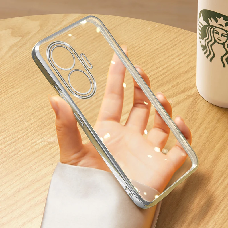 حافظة لهاتف POCO F7 حافظة رفيعة للغاية من السيليكون لهاتف Redmi Turbo 4 Pro POCOF7 غطاء شفاف مطلي بالكهرباء