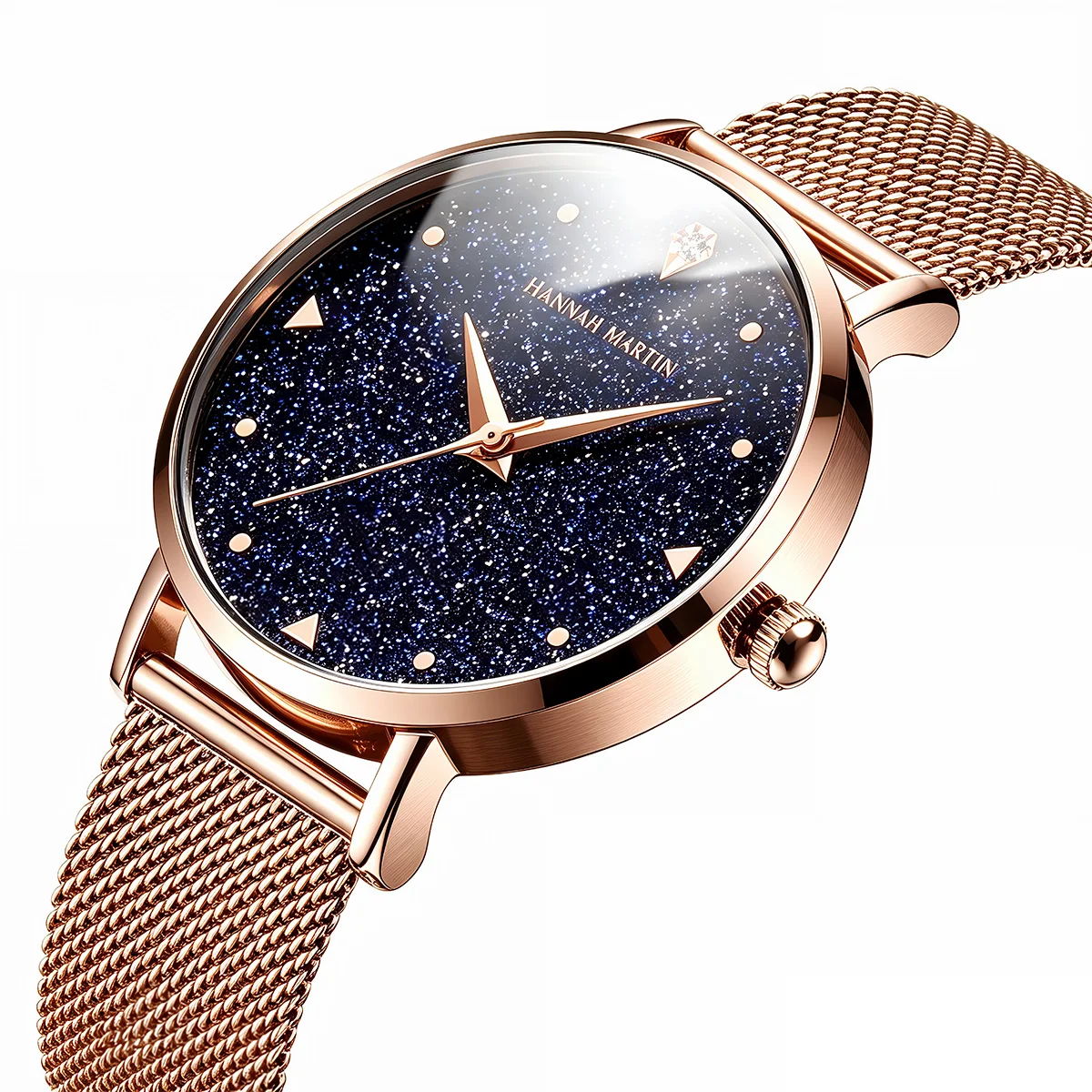 HANNAH MARTIN Luxury Watch 36mm Case Waterproof Women Fashion Frosted Dial Japan Movement Gorgeous Rhinestone Women Dress Watch