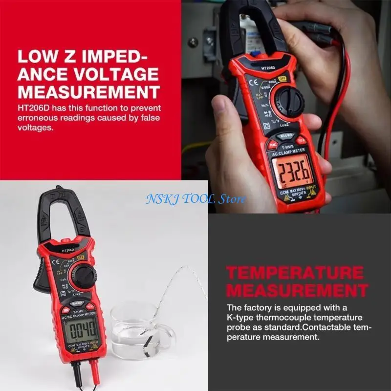 L8RC HT206D High Precised Clamp Meter Multimeter for Current Voltages Resistance and More with Clear LCD Display - Image 3