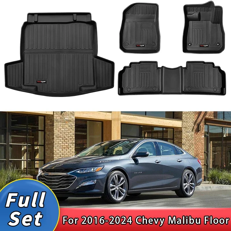 

Floor Mats For Chevy Malibu 2016-2025 Accessories Trunk Liner Cargo Mats All Weather TPE Protection