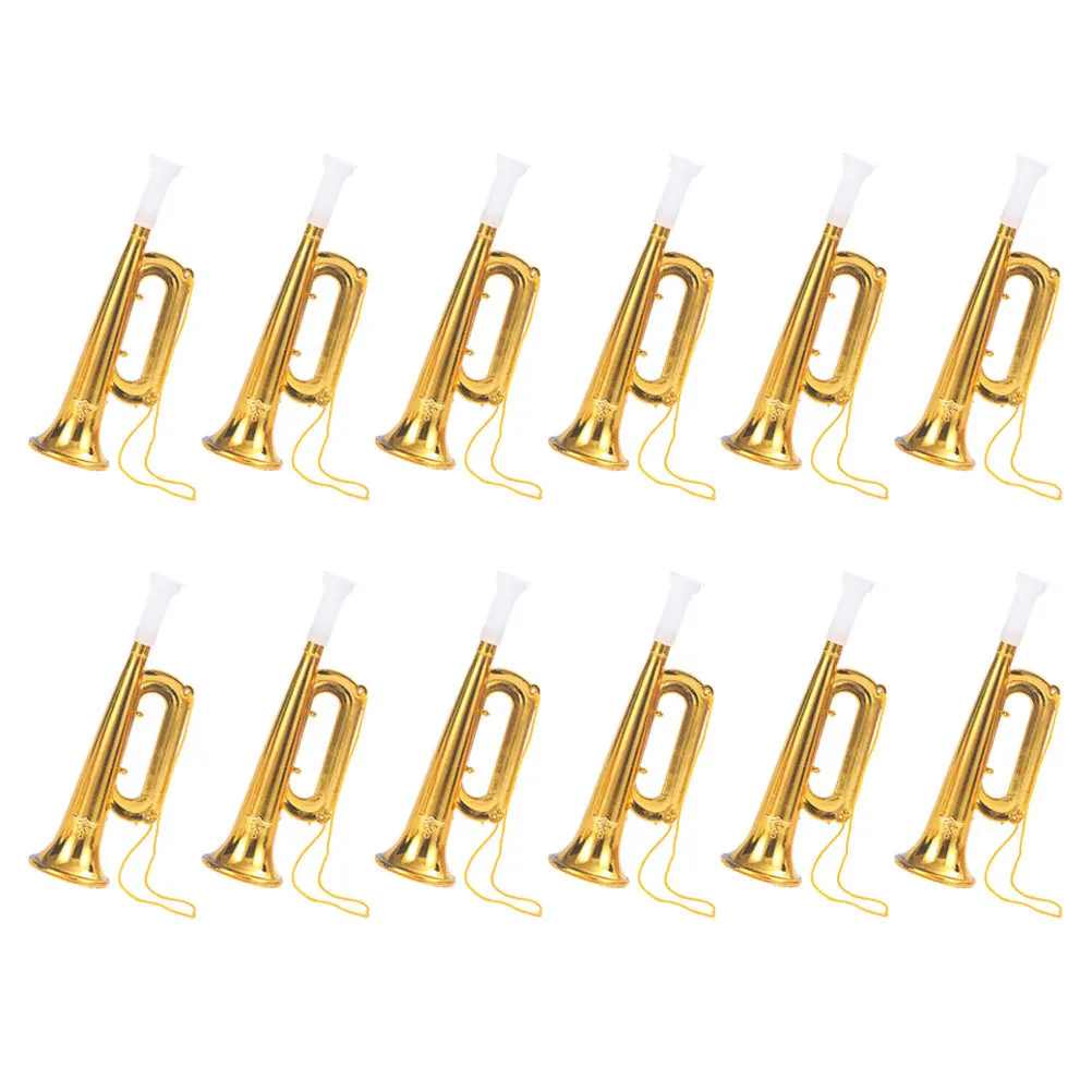 12Pcs Plastic Trumpet Interesting Musical Instrument for Kids Safe ABS Material Compact Children Supplies Small Trumpet