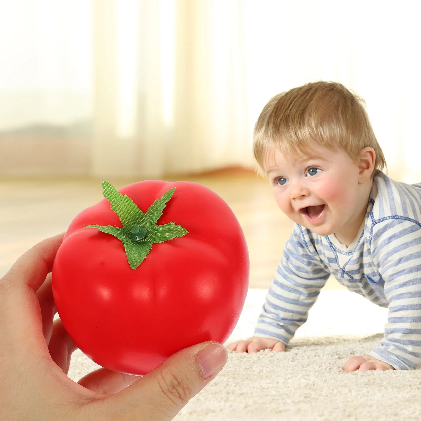 플라스틱 토마토 모형 시뮬레이션 가짜 야채 모형, 인공 토마토 장난감, 녹색 장식품 장식, 4 개