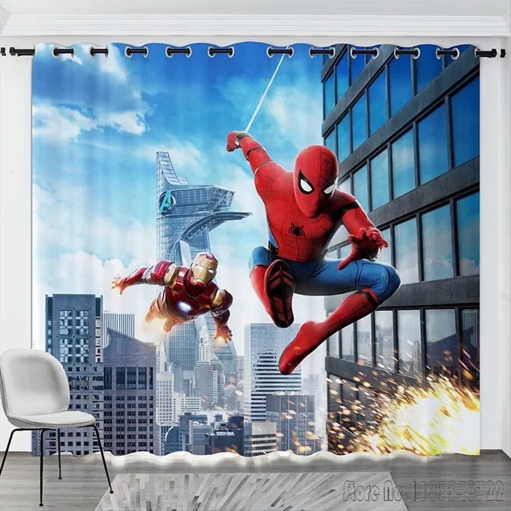 Anime Avengers Spiderman Spider Hero Window Curtain 3D Print Blackout Curtains Living Room Bedroom Decor Custom Kids Gift