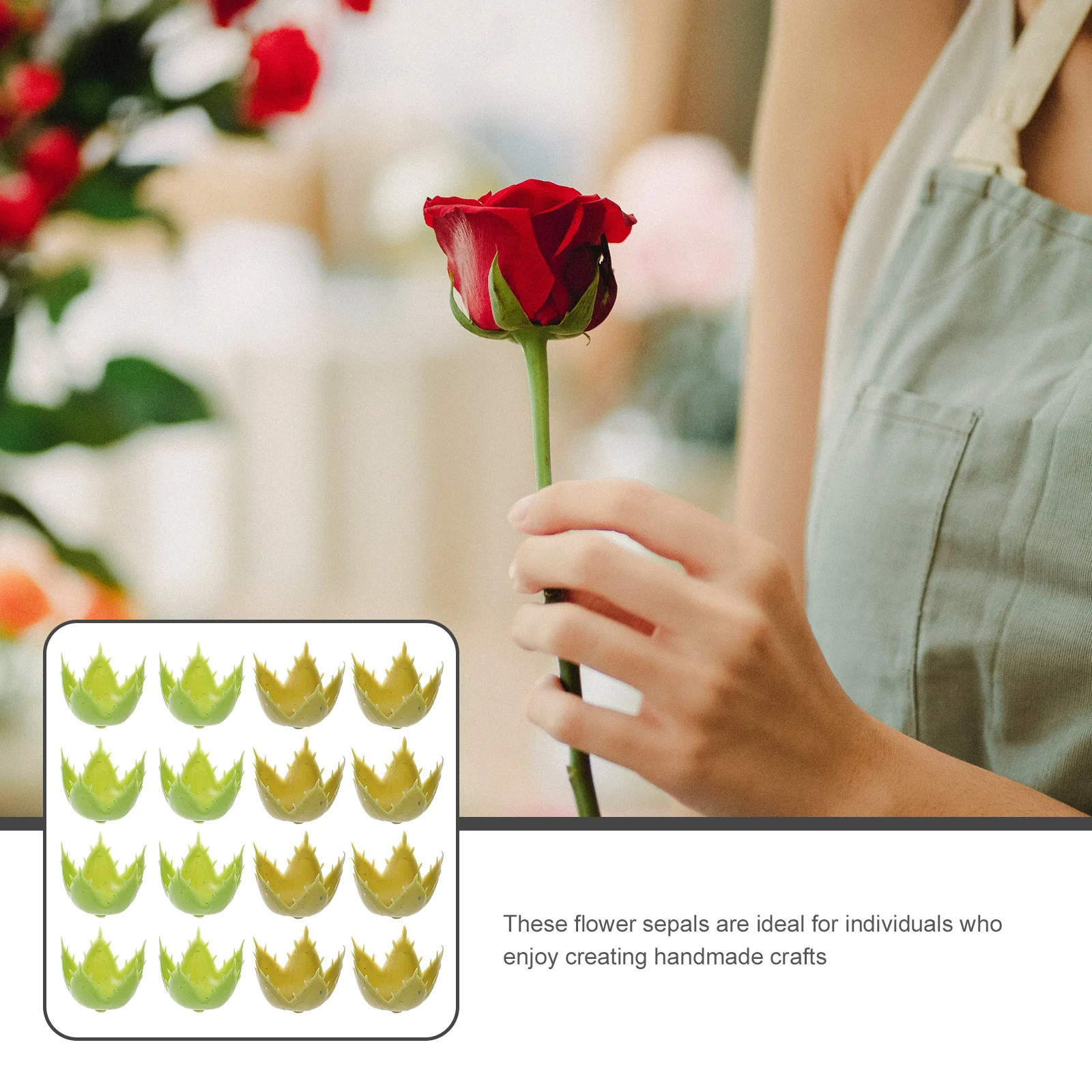 

1Pack DIY Artificial Flower Sepals Plastic Rose Calyxes Realistic Stable Support Craft Supplies Fake Flowers Plastic Sepals