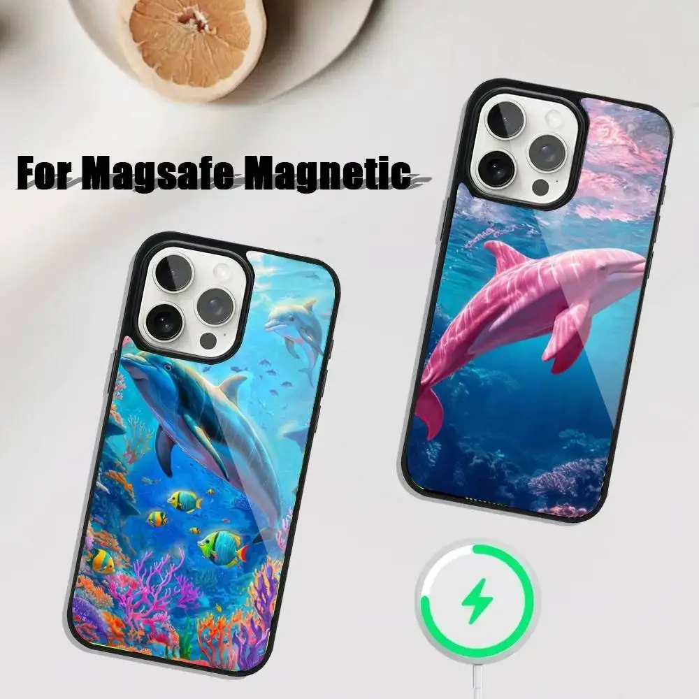 

Ocean Animal Cute Dolphin Sea Phone Case For iPhone 16,15,14,13,12,11,Plus,Pro,Max Mini Magsafe Magnetic Wireless Charging