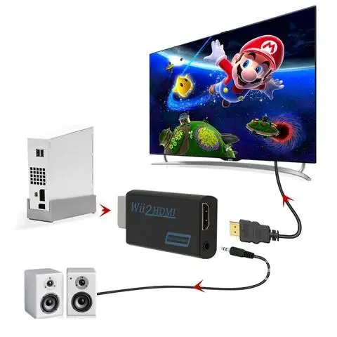 

WII-cpmpatible 1080P 2HDMI Converter 3.5mm Audio for PC HDTV Monitor Display To HDMI-compatibleAdapter