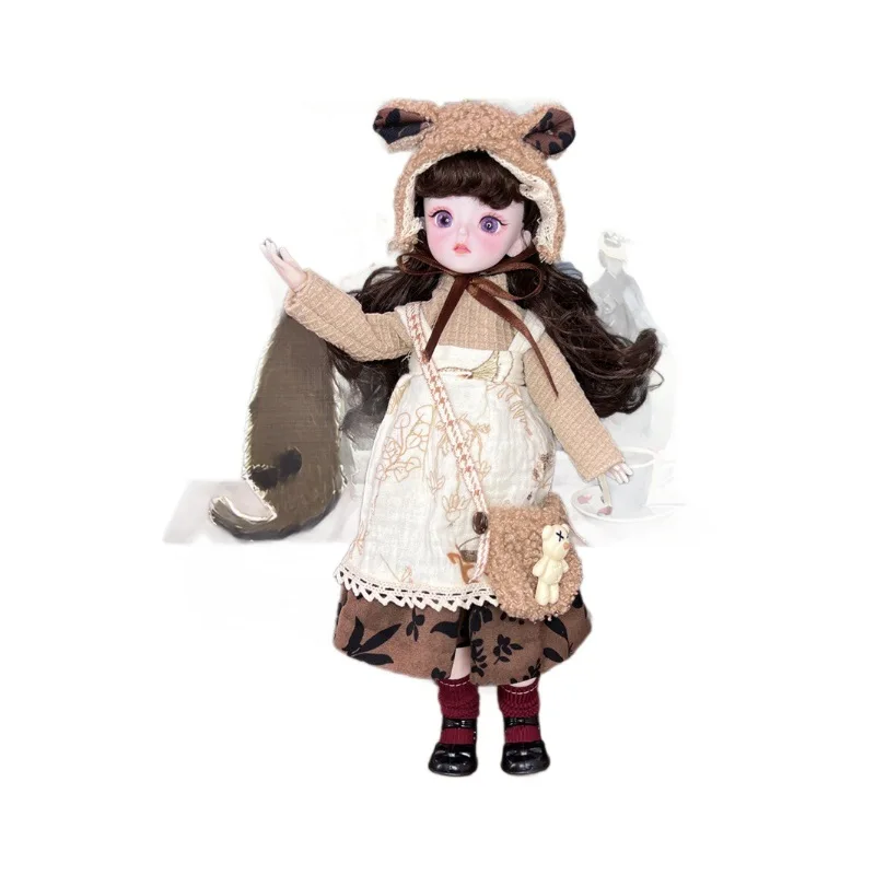 Jeune et belle poupée jaune 30 Cm Loli ensemble complet de vêtements de poupée 6 Points Bjd habiller poupée Costume cadeau d'anniversaire