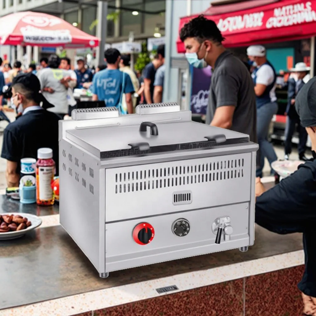 # AKFC Fried Chicken Gas Deep Fryer-Commercial Restaurant Use 8L Capacity High Productivity 1 Year Warranty