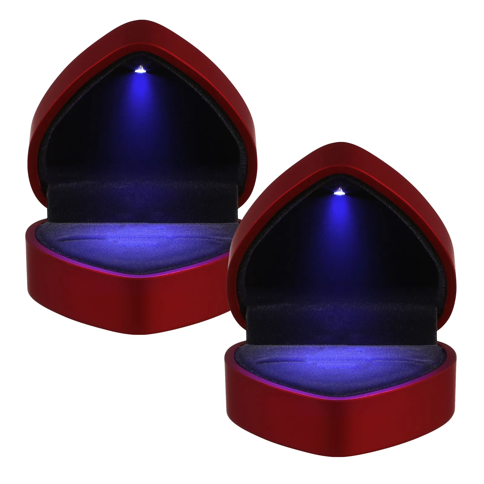 

2Pcs Heart LED Ring Box Luxury Engagement Jewelry Holder Lighted Proposal Wedding Day Case Anniversary Gift Heart Box