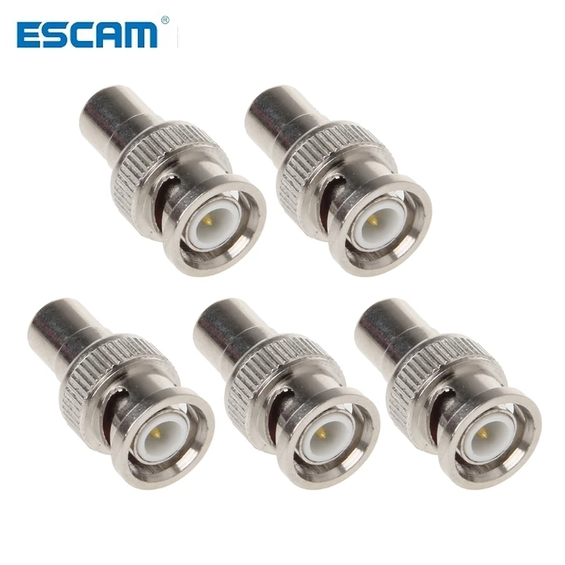 ESCAM 5x BNC Male To RCA Female Coaxial Connector Adapter For CCTV Surveillance Video