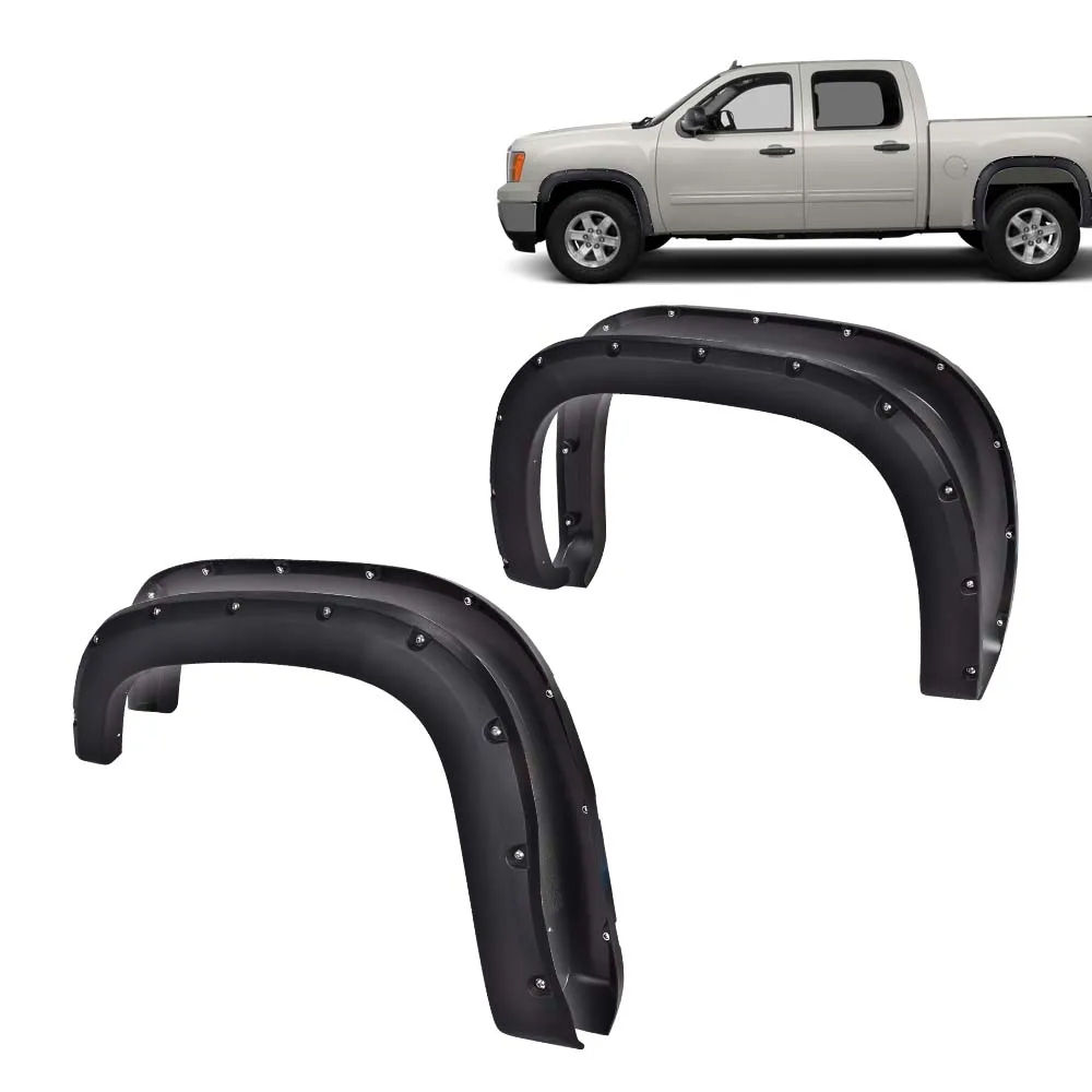 Pocket Rivet Textured Offroad Fender Flares Fit For 2007-2014 GMC Sierra