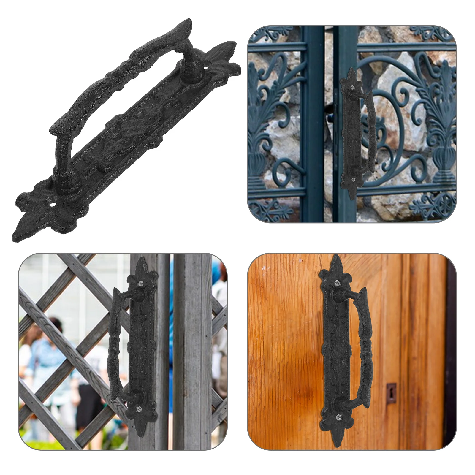 

Cast Iron Door Handle Vintage Gate Pull Decorative Cabinet Hardware Outdoor Garden Knob Rustproof Iron Pull Door