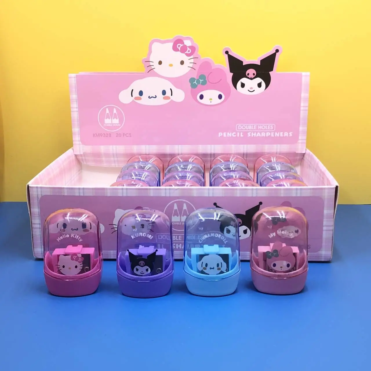 20/40pcs Cartoon Sanrio Double Hole Pencil Sharpener My Melody Kuromi Hello Kitty Characters School Supplies Wholesale