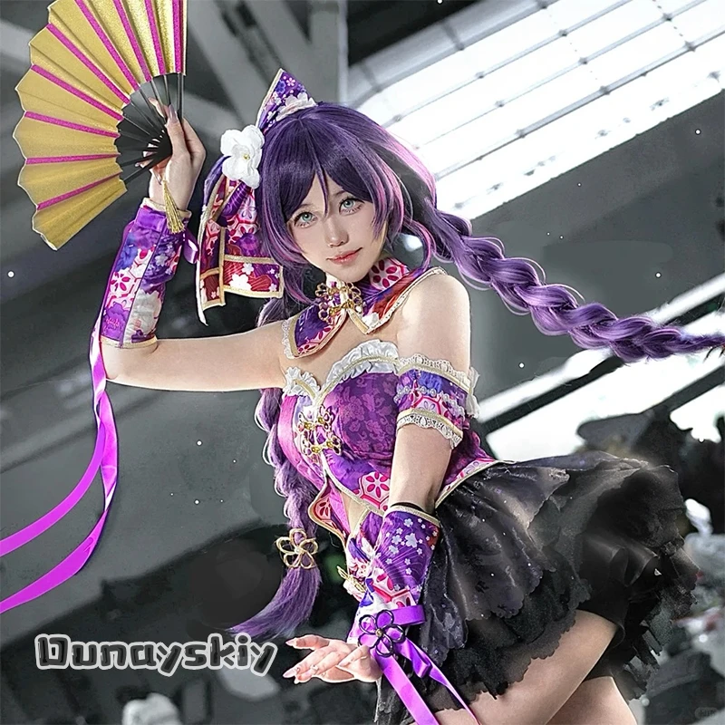 

Amanda Cos*/Anime Game LoveLive! Cosplay Nozomi Tojo Chinese Styles Dress Purple Qipao Retro Cheongsam Sexy Suit Wigs Halloween