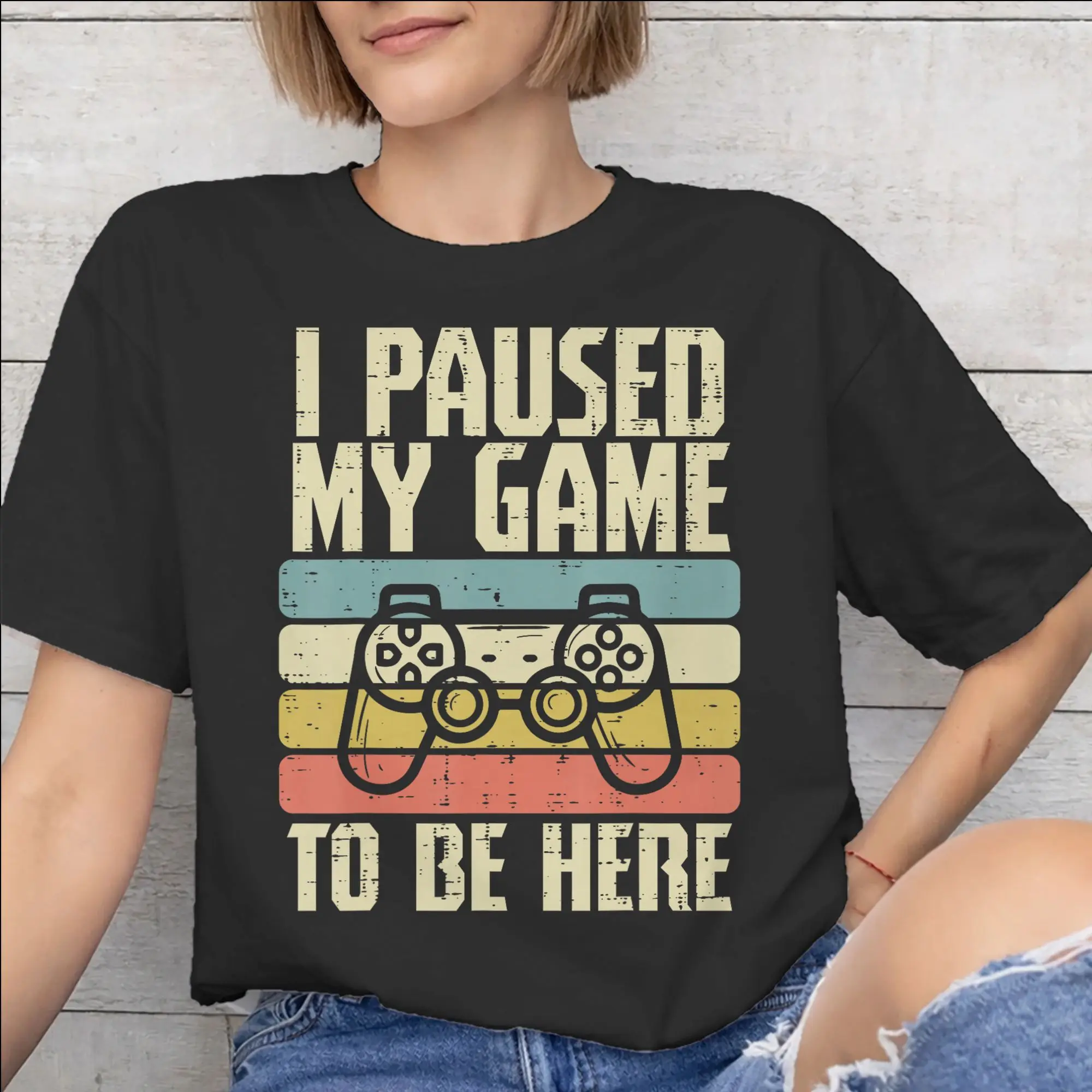 I Paused My Game To Be Here Accessories Men Women T Shirts Pure Cotton Tee Graphic Print  T-shirt Clothes