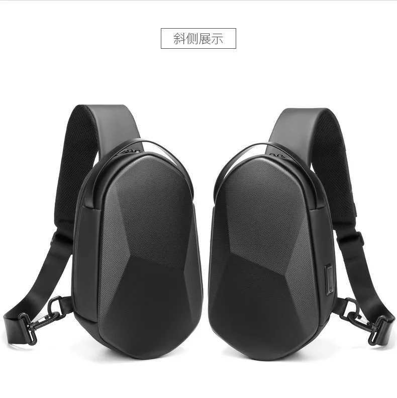 Oxford fabric hard-shell men's chest bag, multi-functional waterproof, hand-held and wear-resistant cycling travel crossbody bag