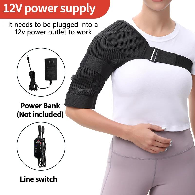 التدفئة الكتف دعم هدفين الكتف مُدلك بالاهتزاز 3-مستويات الموقت وتعديل درجة الحرارة وسادة الكتف ساخنة