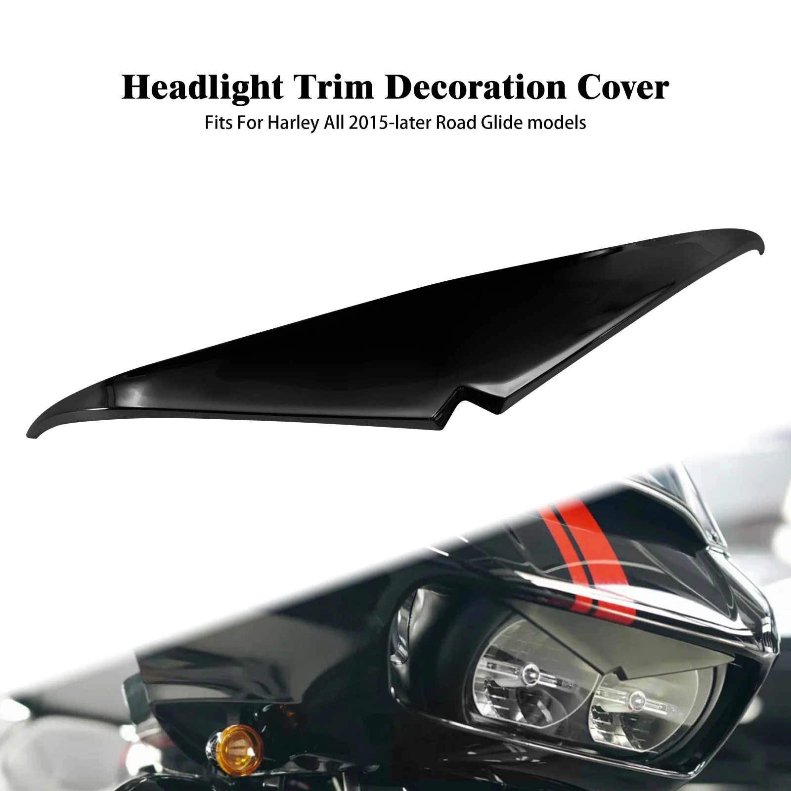 Motorcycle Headlight Trim Upper Tip Cover Visor Accent Headlamp Eyebrow Sticker For Harley Touring Road Glide Special 2015-2023