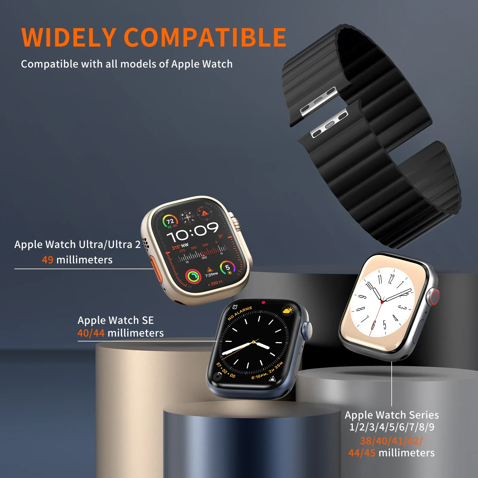 Nice Ultra Wide Magnet Leather Loop For Apple Watch Band Series Ultra 11/10/9/8/7/6/5/4 42mm 44mm 45mm 46mm Strap