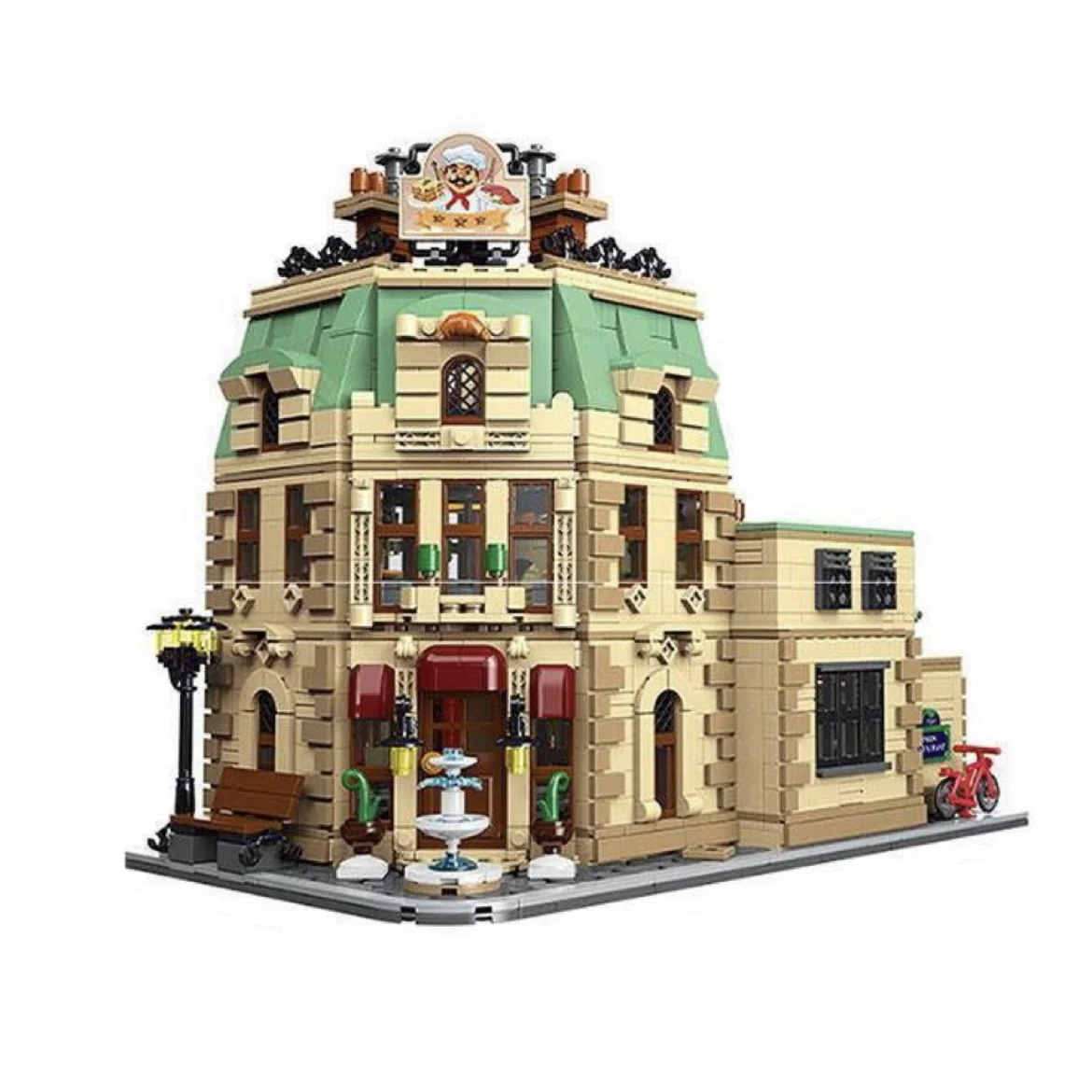 MORK 10212 City Street View Series MOC Parisian Restaurant Modular Architecture Building Blocks Bricks Kid Toys Boys Gifts