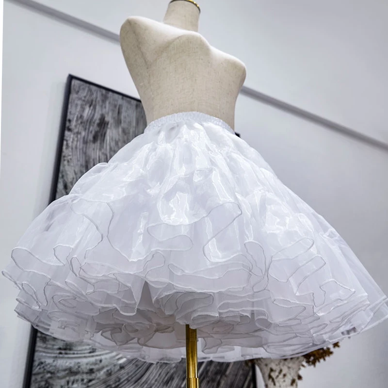 2-Layer Organza Underskirt Fluffy Bubble Skirt Petticoat Crinoline No Hoops Tutu Tulle Skirts For Women Padded Skirt