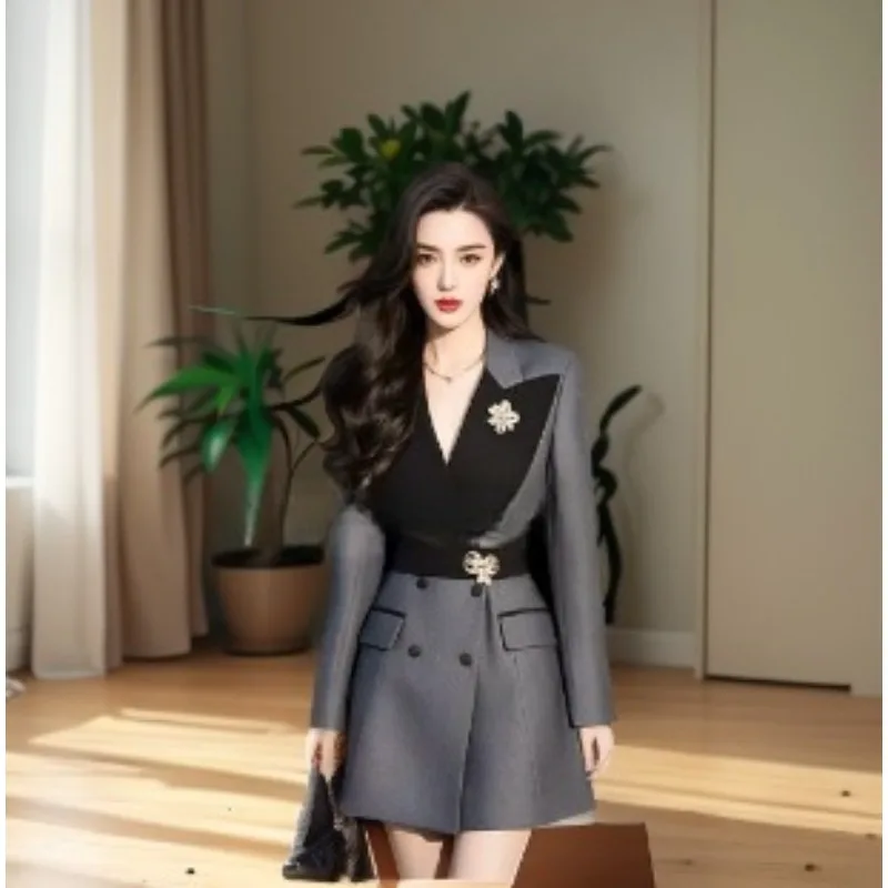 ربيع جديد هالة مليئة بالنمط الأجنبي تنورة البدلة الخفيفة الفاخرة المألوف الرائعة النبيلة الفرنسية رقيقة شيك فستان ركاب الاتجاه #6