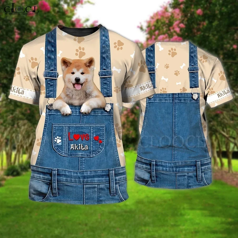 

Футболки HX Love Akita с 3D графикой и животными, комбинезоны для собак, топы с принтом, повседневные пуловеры, футболки, модная мужская одежда, дропшиппинг