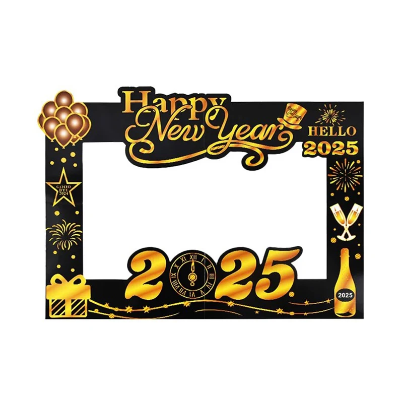 1pcs 2025 Happy New Year Paper Paper Photo Frame Paper Photo Booth Props Family Eve Party Decorations Photobooth