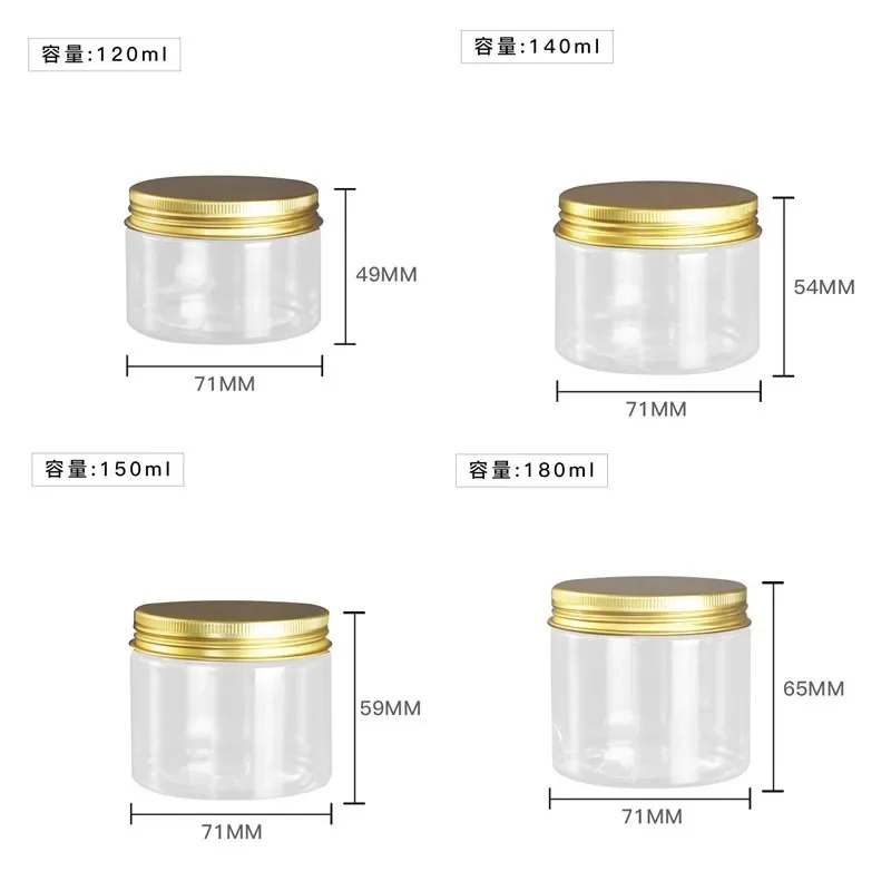 Wholesale Clear PET Plastic Jars 150ml 200ml 250ml Transparent Empty Cosmetic Mask Cream Wax Packaging Containers Pots With Lids