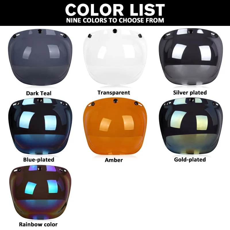 Universal 3/4 Open Face Helmet Visor Bubble Flip Up Motorcycles Windshield Capacete Lens Vintage Helmet Accessories view 2