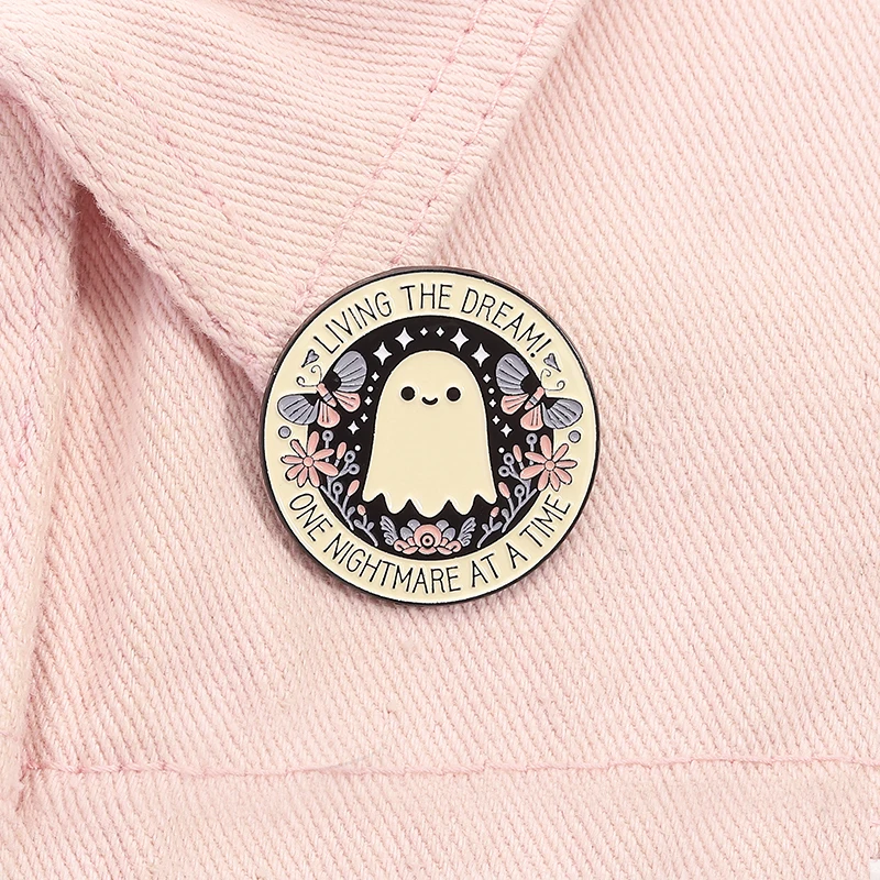 تعيش الحلم كابوس واحد في وقت المينا دبوس لطيف شبح بروش شارة التلبيب بروش هالوين مجوهرات هدية للأصدقاء #1