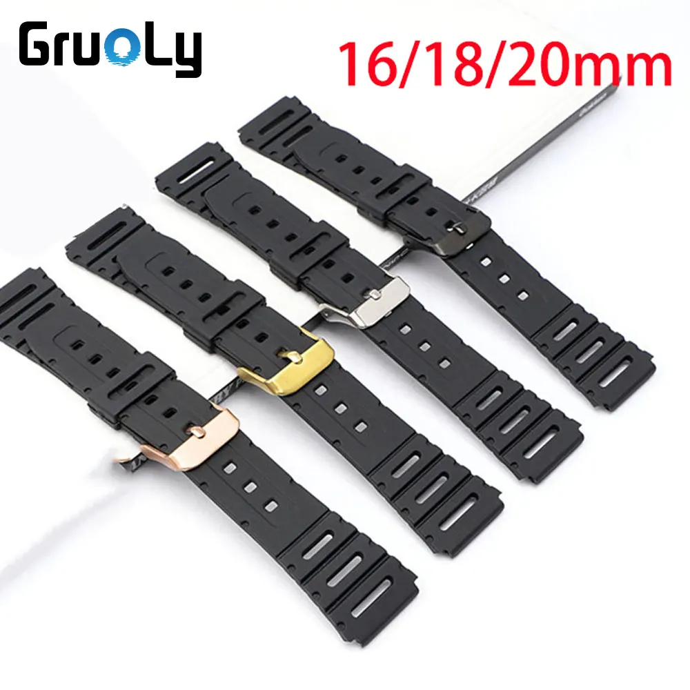 حزام مطاطي لـ G Shock CA-53W حزام الساعات CA-61W/ FT-100W/ W-520U/ W-720G F108W/F91/F94/F84/F105/AE1200 استبدال الفرقة #2