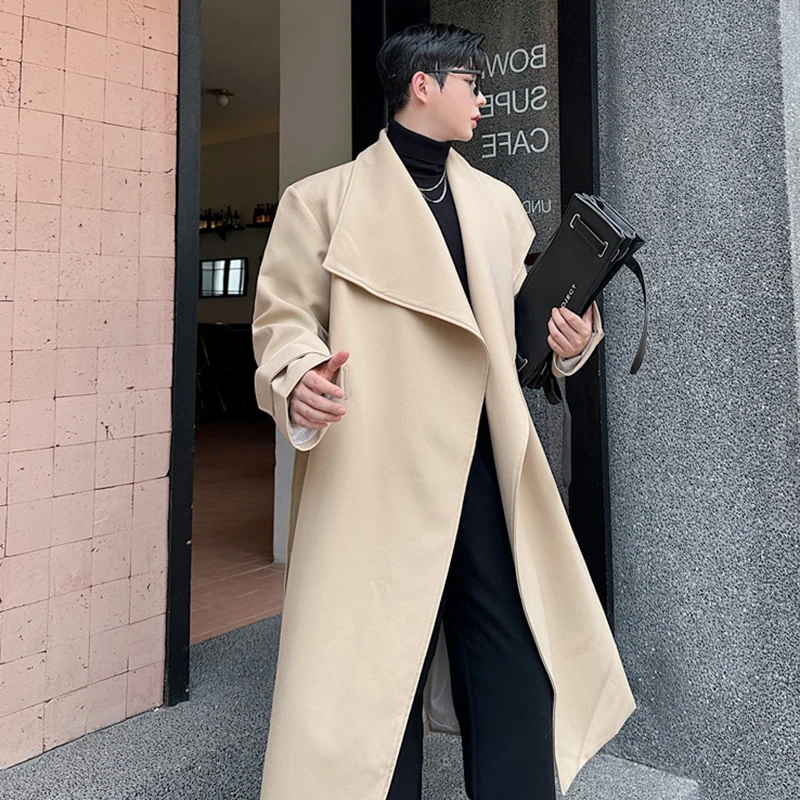 LUZHEN Big Collar Design Korean Temperament Windbreaker Outerwear Elegance Light Luxury Trendy Niche New Men Trench Coat LZ6633