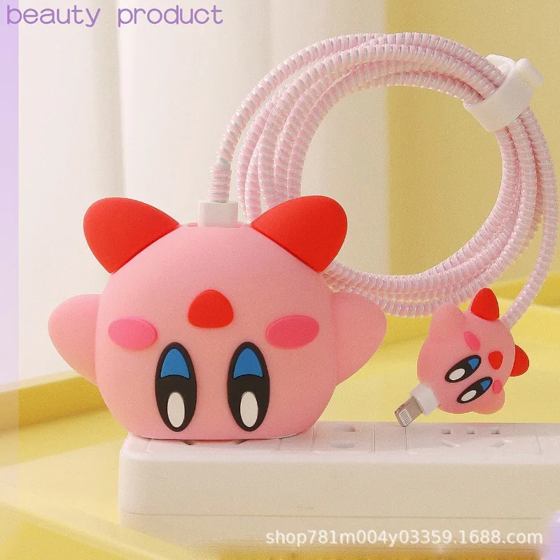 Kirby Protection Case for Iphone 18W/20W Fast Charger Cover Cute Cartoon Charging Cable Data Line Winder Spiral Protect Sleeve