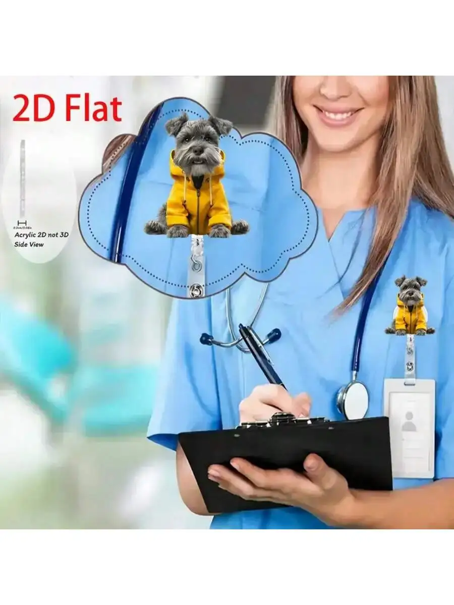 1 шт., выдвижная катушка для значка с милой собакой и металлическим зажимом — 24-дюймовый отрывной ремешок, 360 °   Поворотный крючок для офиса / корпоративного / мероприятий